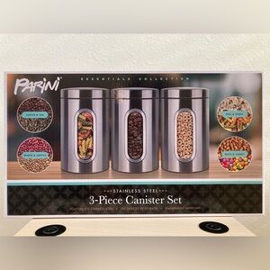 Parini Stainless Steel 3-Piece Canister Set